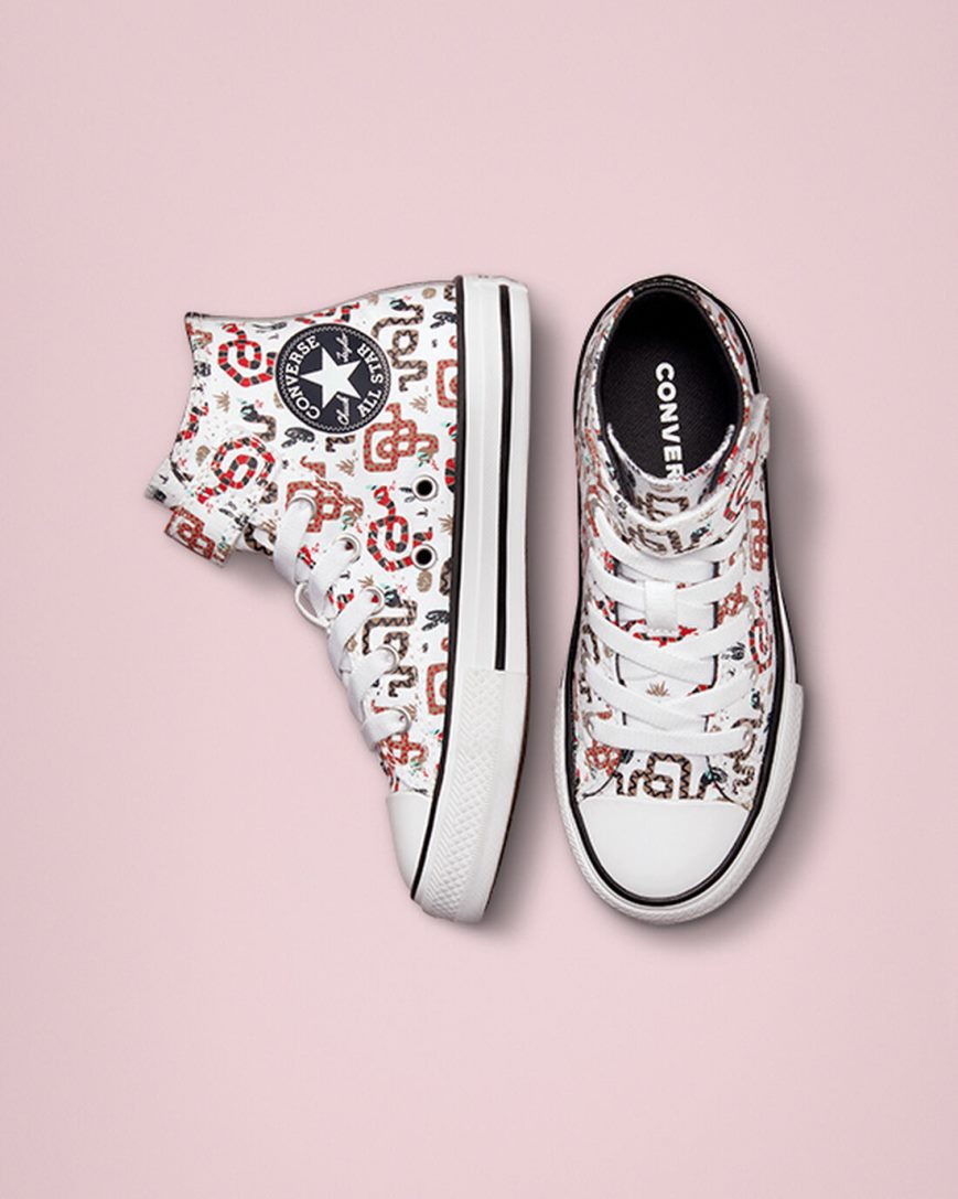 Boys' Converse Chuck Taylor All Star Easy-On Snake High Top Shoes White / Grey / Red | AU C6849F